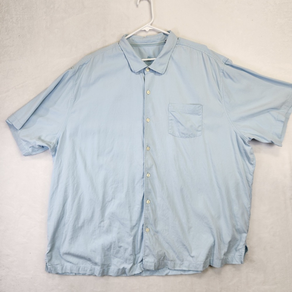 Tommy Bahama Mens 3XLB Light Blue Short Sleeve Button Down Shirt Big and Tall